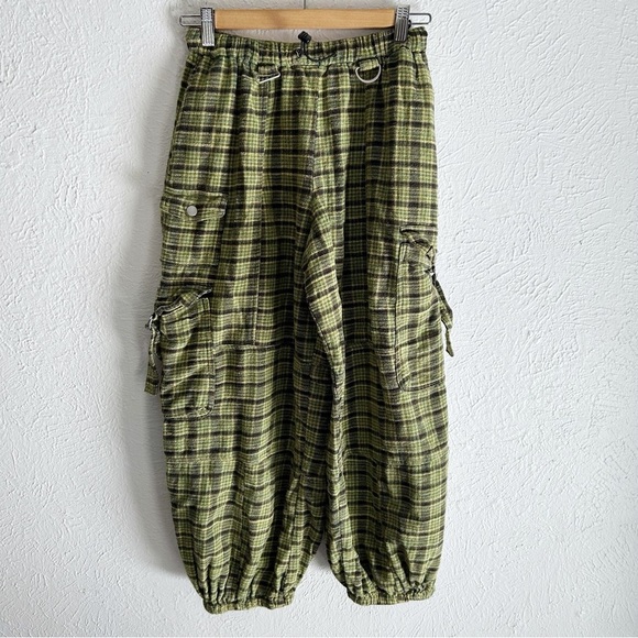 Urban Outfitters  Jana Balloon Cargo Pant Plaid Green Skater XS - Picture 2 of 6